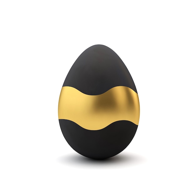 Gold and black pattern luxury easter egg 3D Rendering