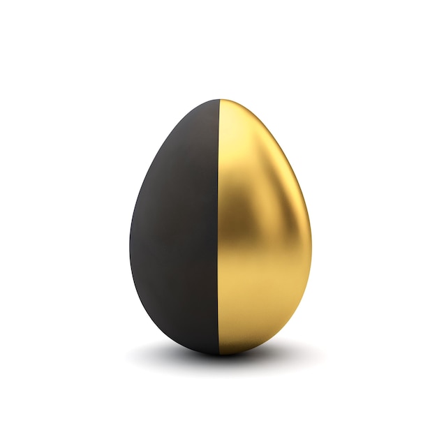 Gold and black pattern luxury easter egg 3D Rendering