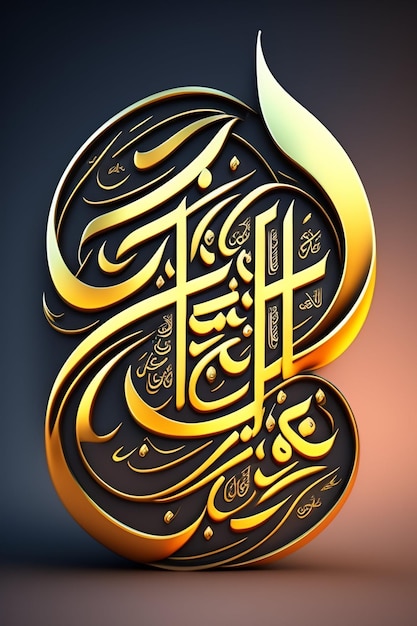 A gold and black piece of calligraphy with the word calligraphy on it.