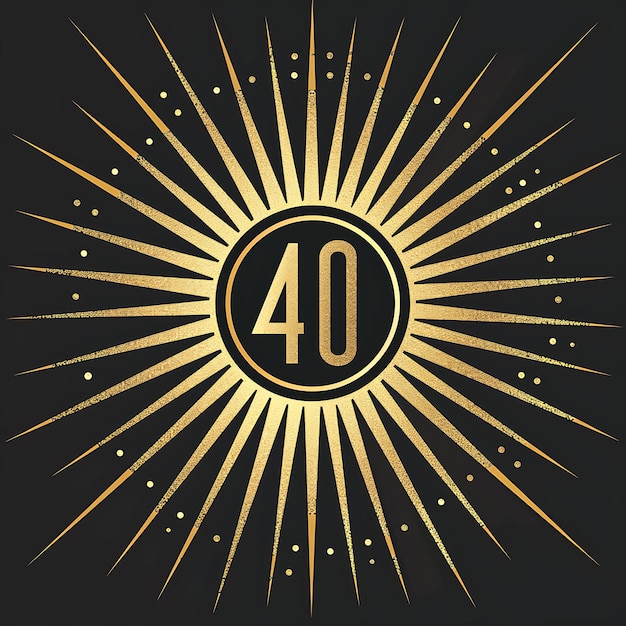 Photo a gold and black poster with the number 40 on it