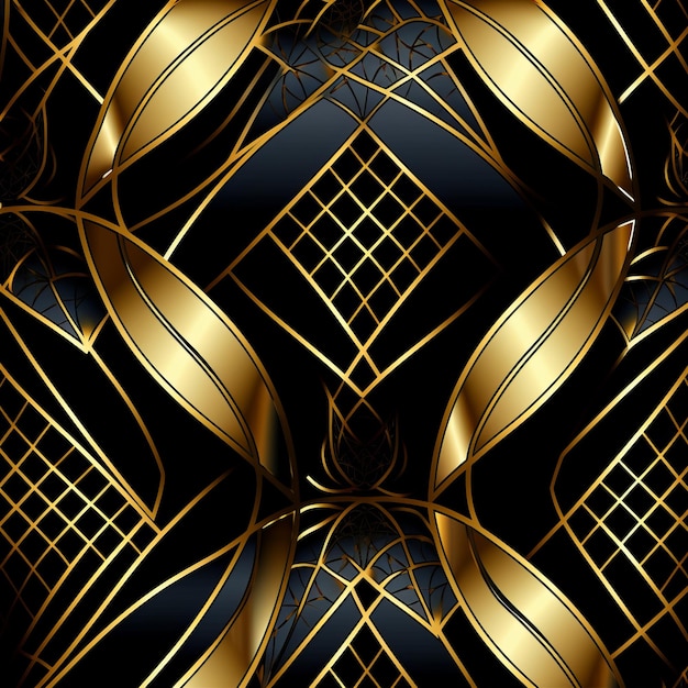 Gold and Black Seamless Pattern Lattice