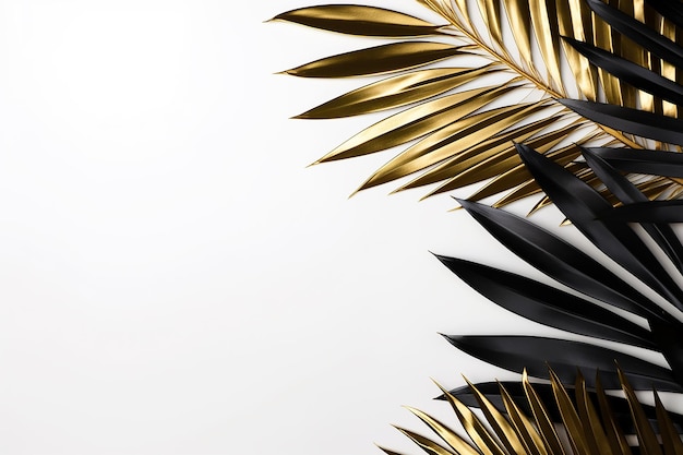 Gold and Black Tropical Palm Leaves