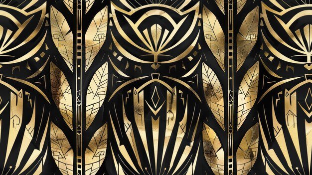 Photo a gold and black wallpaper with a design that saysthe name of the artists art of the art of the artist