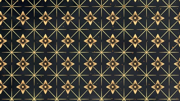 a gold and black wallpaper with a pattern of flowers