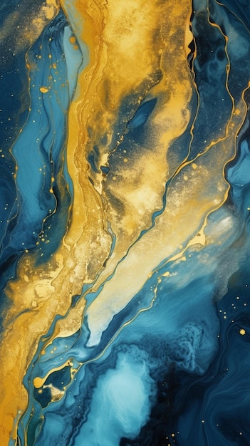 Золотое и синее абстрактное искусство, которое является красивыми обоями для вашего iphone.