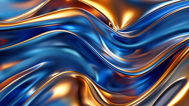 a gold and blue abstract painting of a blue and gold swirlAbstract blue background and golden textu
