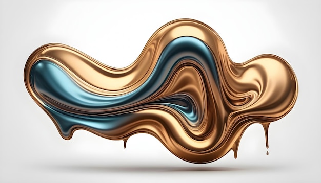 a gold and blue abstract painting of a wave