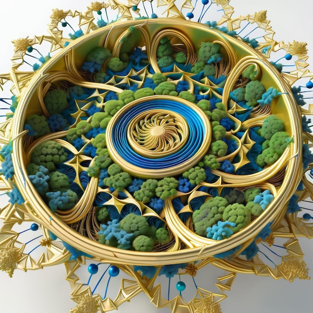 Gold and Blue Circular Object