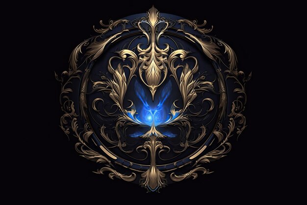 a gold and blue design