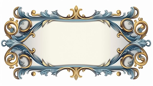 gold and blue floral frame vintage decoration