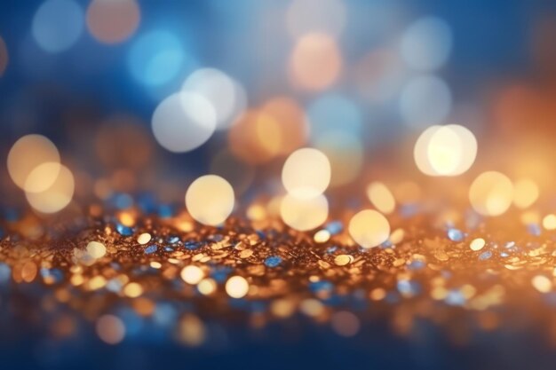 gold and blue Glitter Light bokeh background