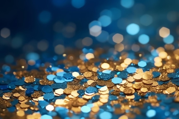 gold and blue Glitter Light bokeh background