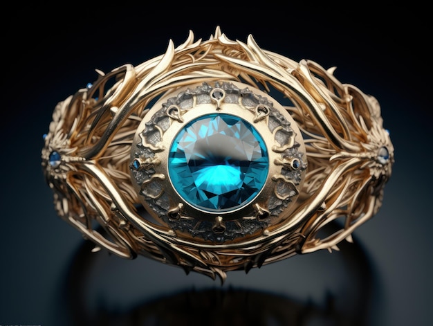 a gold and blue jewel