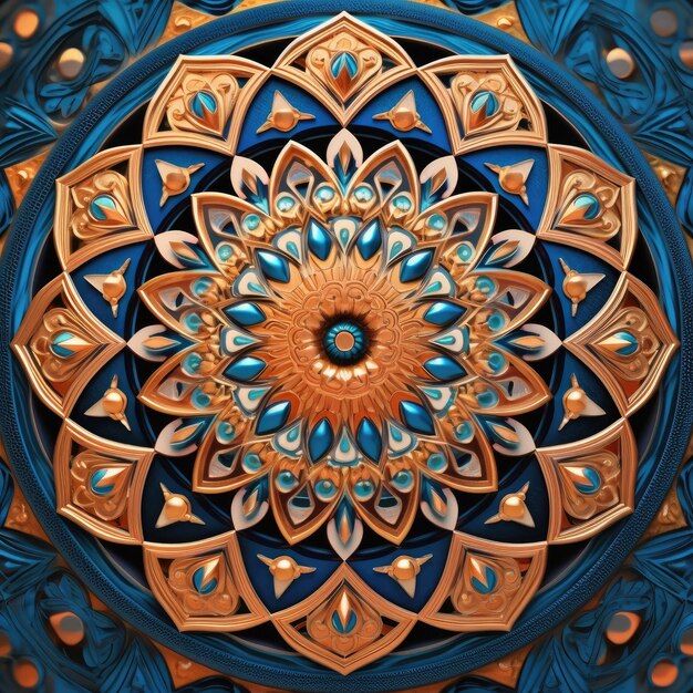 A gold and blue mandala