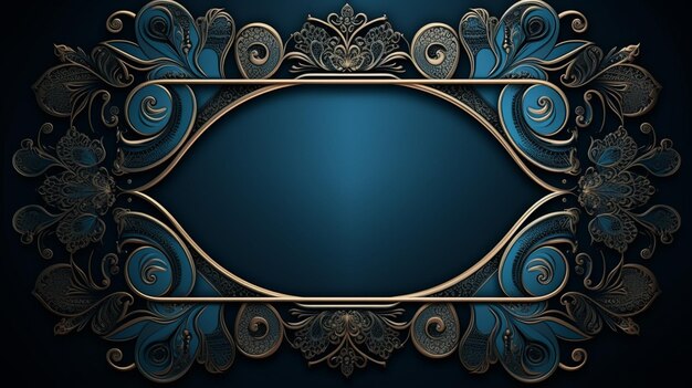 Photo gold and blue ornamental frame