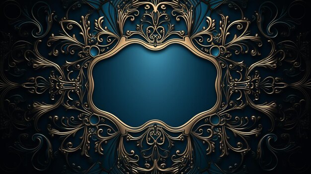 Photo gold and blue ornamental frame