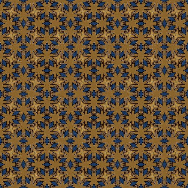 A gold and blue pattern with a blue star.