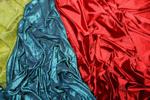 Gold Blue and Red Fabric texture background