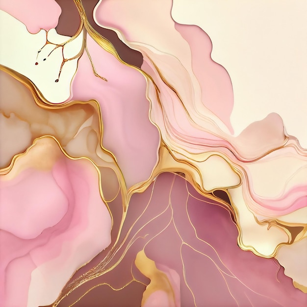 Gold and Blush Liquid Ink Artful Splash Textures for a Captivating Background