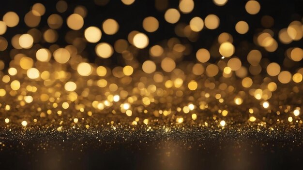 Gold bokeh on black background