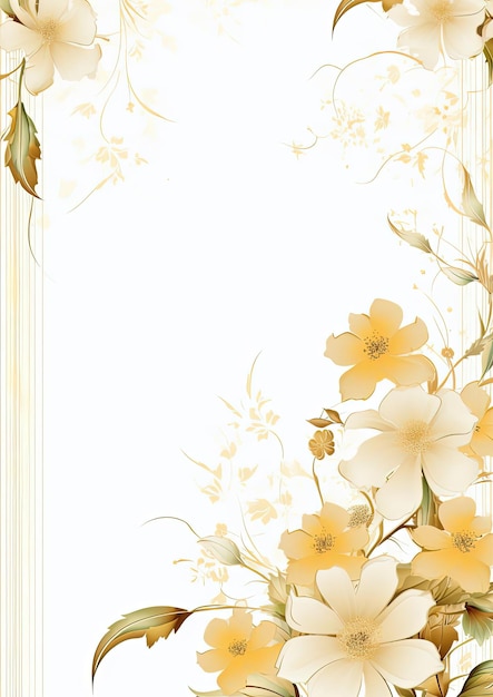 a gold border with flowers in the style of organic material