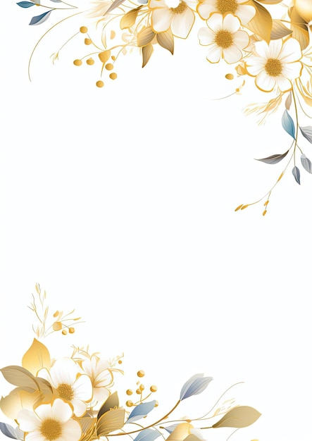 a gold border with flowers in the style of organic material