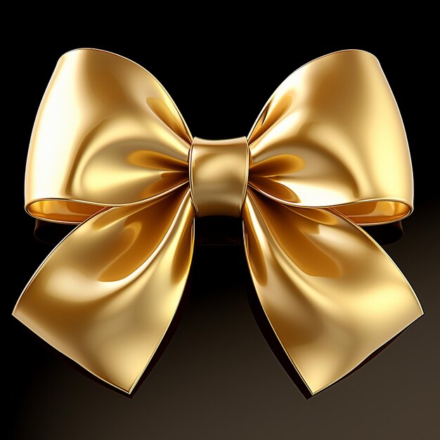 Gold bow isolated on black background