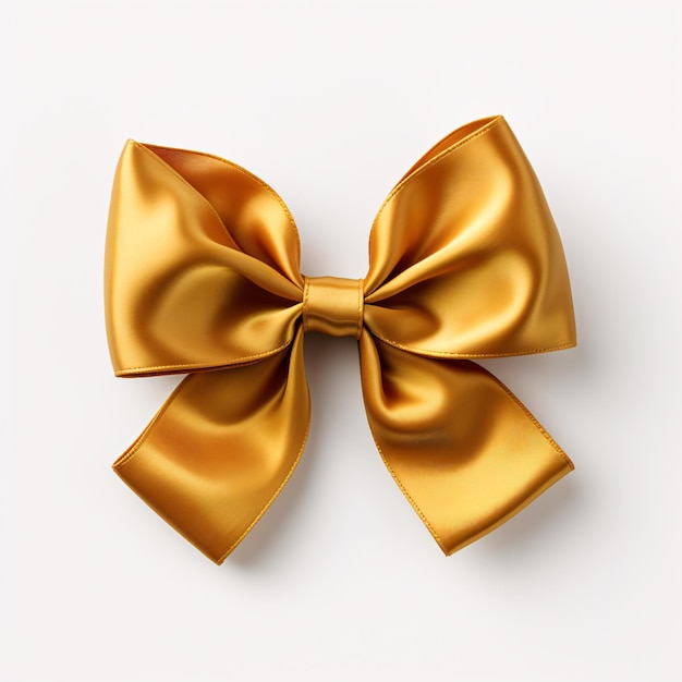 a gold bow on a white background