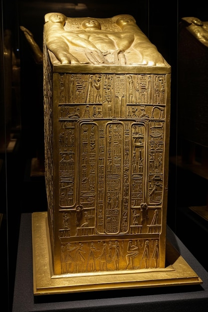 A gold box with the word mummy on it