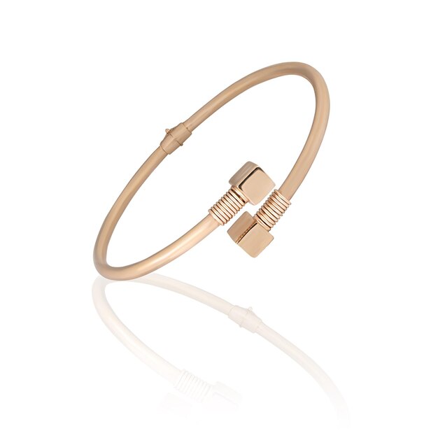 Gold bracelet on a white background