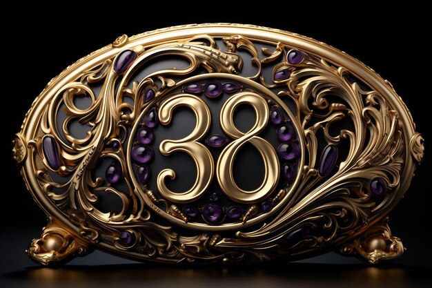 a gold bracelet with the number 38 on it