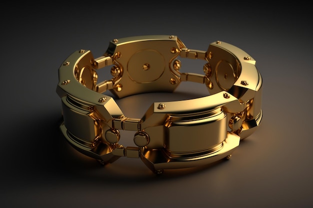 A gold bracelet with the word gold on it