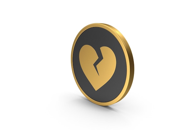 Gold Broken Heart Icon