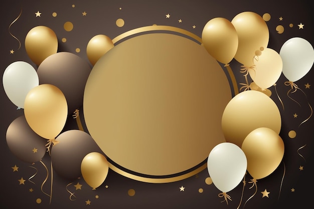 Gold and brown balloons on a brown background