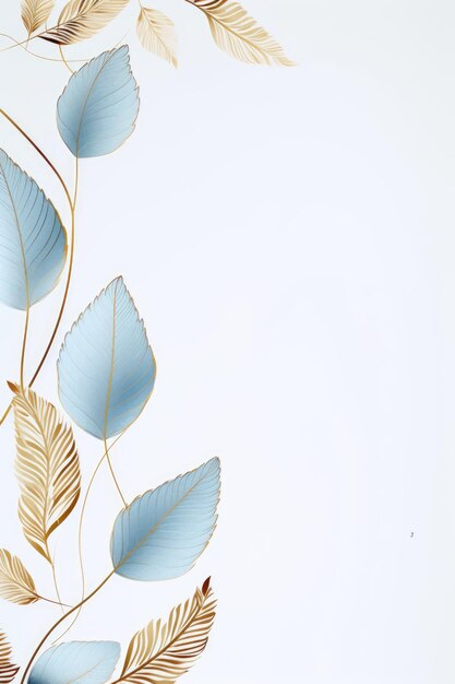 Photo gold brown leaves light blue background with copy space