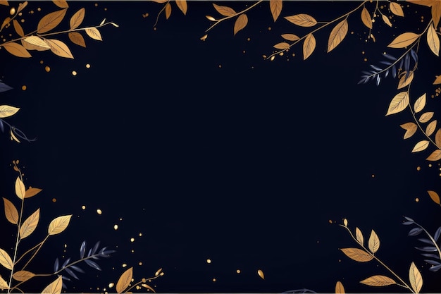 коричнево-золотые листья на темно-синем фоне с пространством для копирования