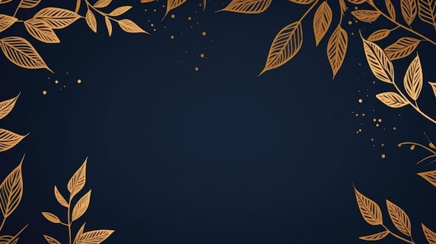 коричнево-золотые листья на темно-синем фоне с пространством для копирования