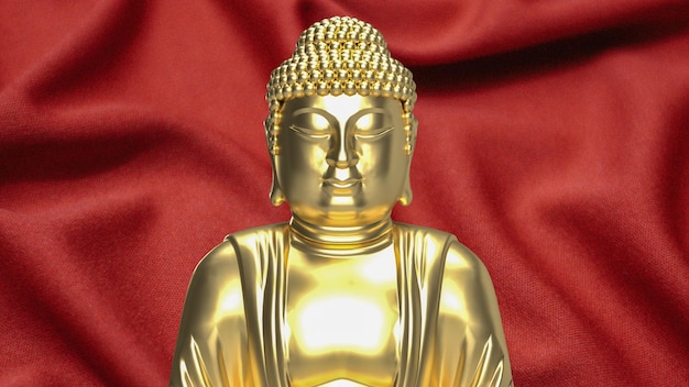 Золотой будда для религиозной концепции 3d-рендеринга