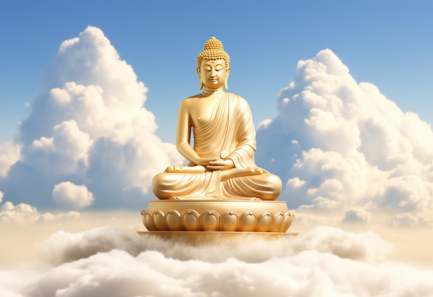 Photo gold buddha statue in the sky background