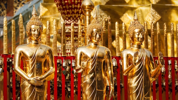 Gold Buddha statues in Wat Phra That Doi Suthep