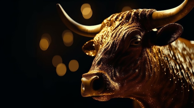 Gold Bull Coin Berg Vage Achtergrond Generatieve AI