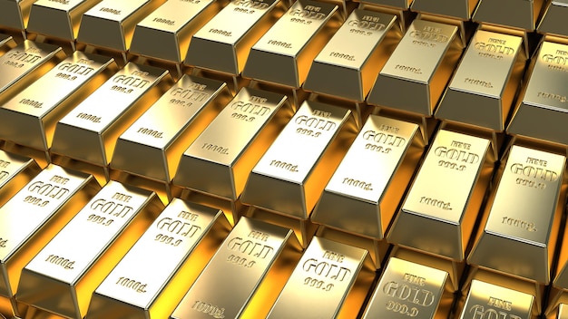 Золото в слитках в больших количествах золотой фонд 3d рендеринг