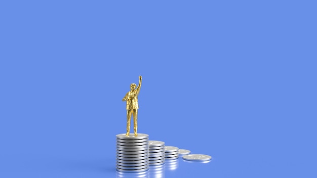 Gold Business man and coins 3d rendering