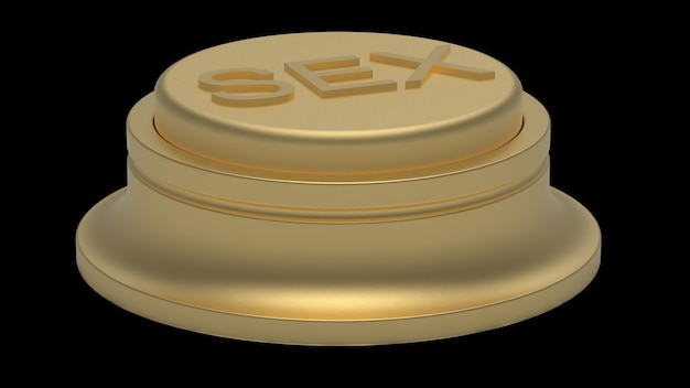 Gold button isolated sex 3d illustration golden render