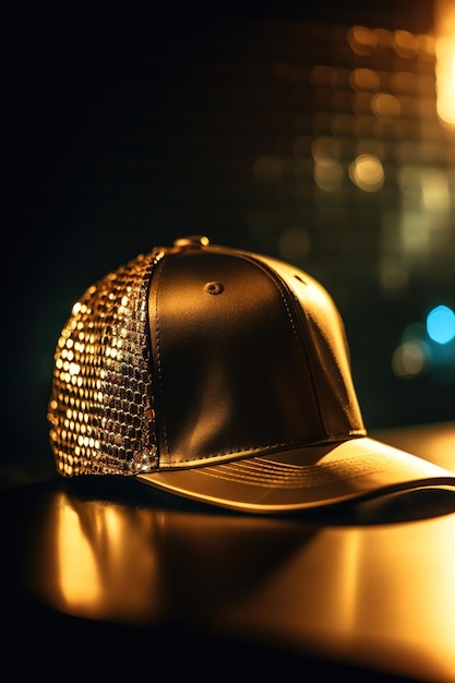 Photo a gold cap with a gold cap on top of it