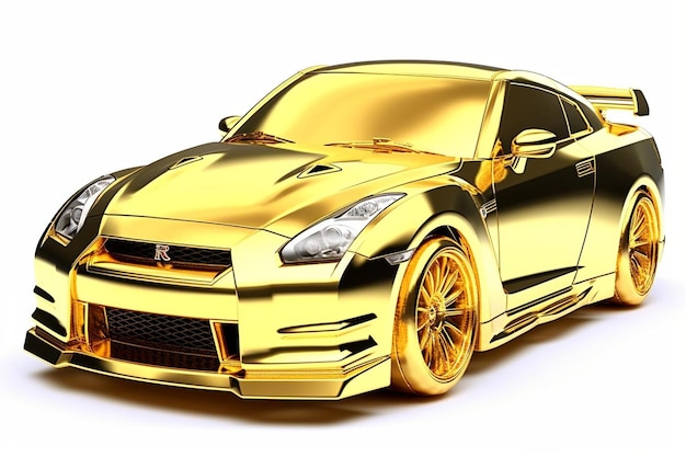 a gold car with a gold rim and a black rim.