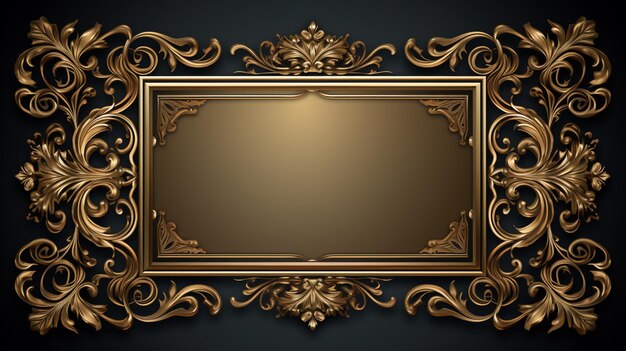 gold carved frame on black background