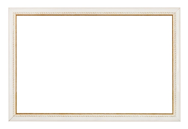 Фото Золотая резная узкая белая рамка для картин