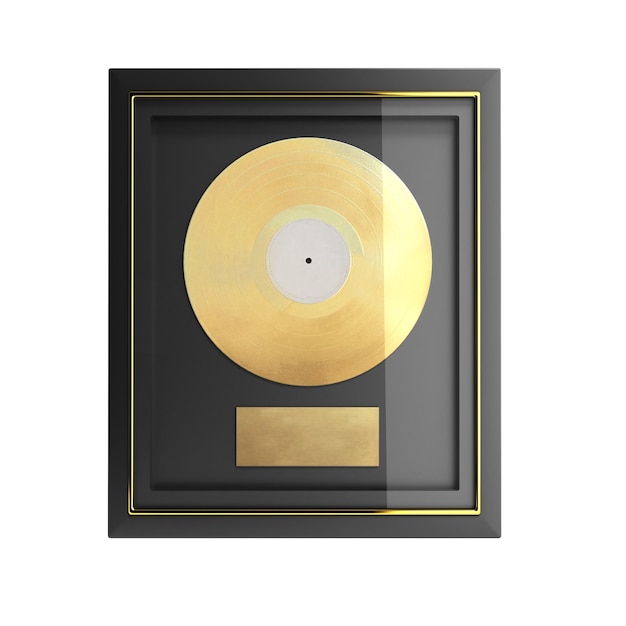 Gold cd prize with label 3d render