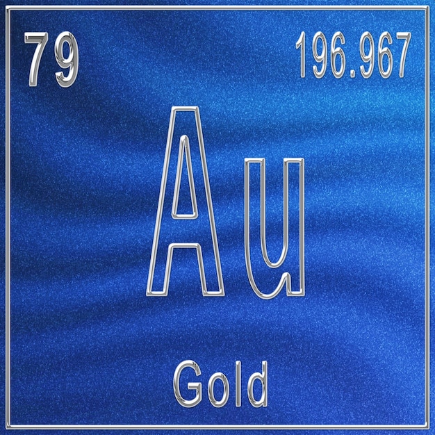 Gold chemical element, Sign with atomic number and atomic weight, Periodic Table Element